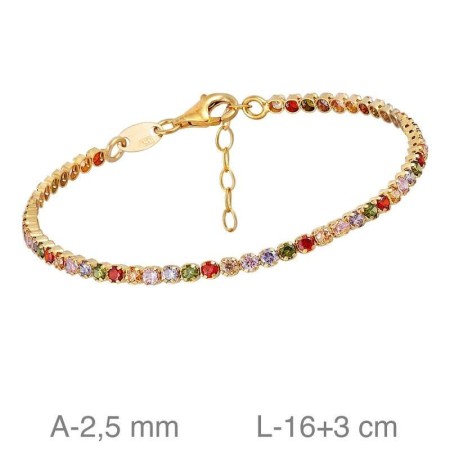 Pulsera Riviere Multicolor Plata Ley con Baño en Oro