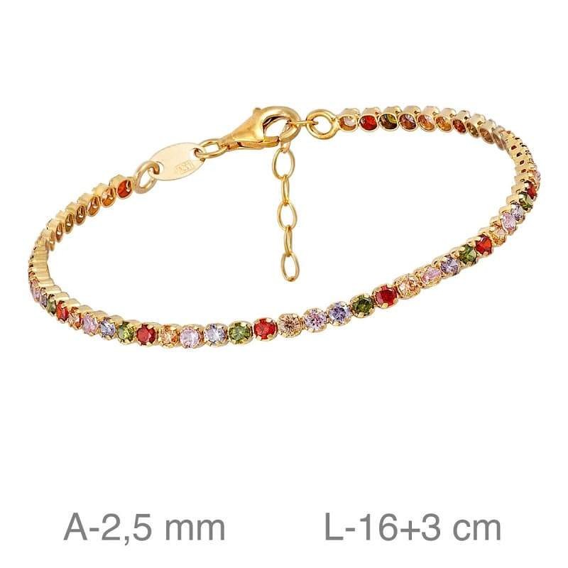Pulsera Riviere Multicolor Plata Ley con Baño en Oro