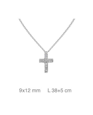 Collar Cruz de Circonitas  de Plata Ley