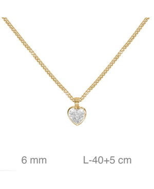 Collar Corazón con Circonita de Plata Ley Bañada en Oro
