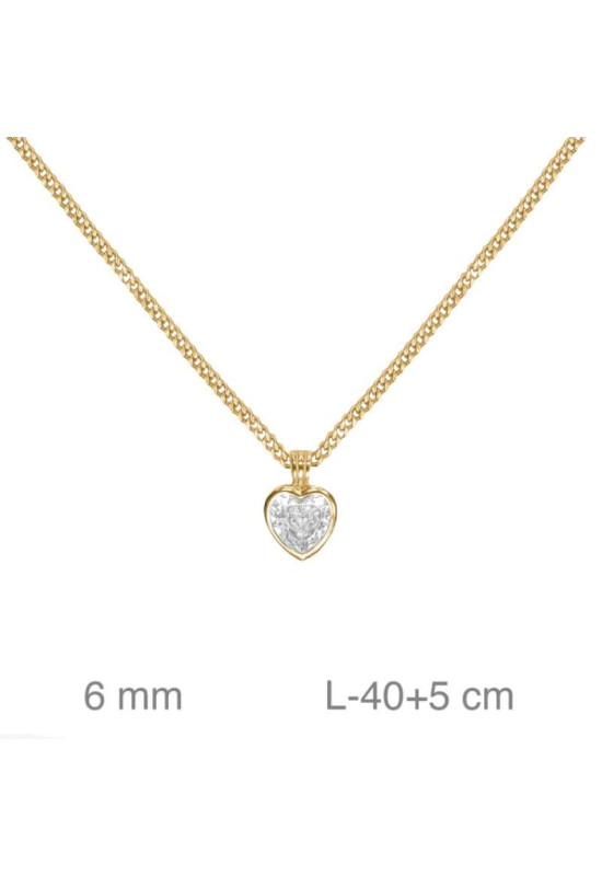 Collar Corazón con Circonita de Plata Ley Bañada en Oro