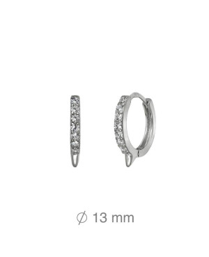 Pendientes Aros Pincho con Circonitas en Plata Ley