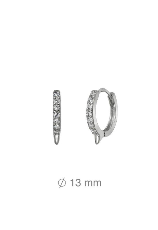 Pendientes Aros Pincho con Circonitas en Plata Ley