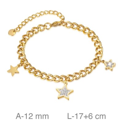 Pulsera Acero Dorado Estrellas con Circonitas