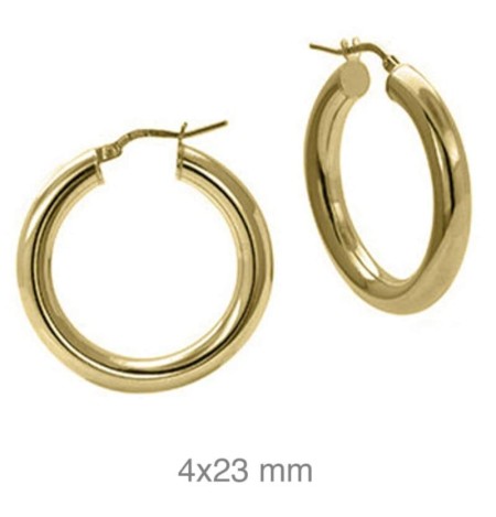 Pendientes Aros Plata Ley con Baño de Oro