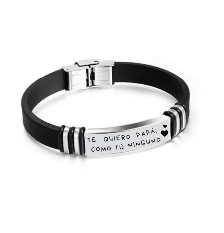 Pulsera Día del Padre de Acero y Caucho