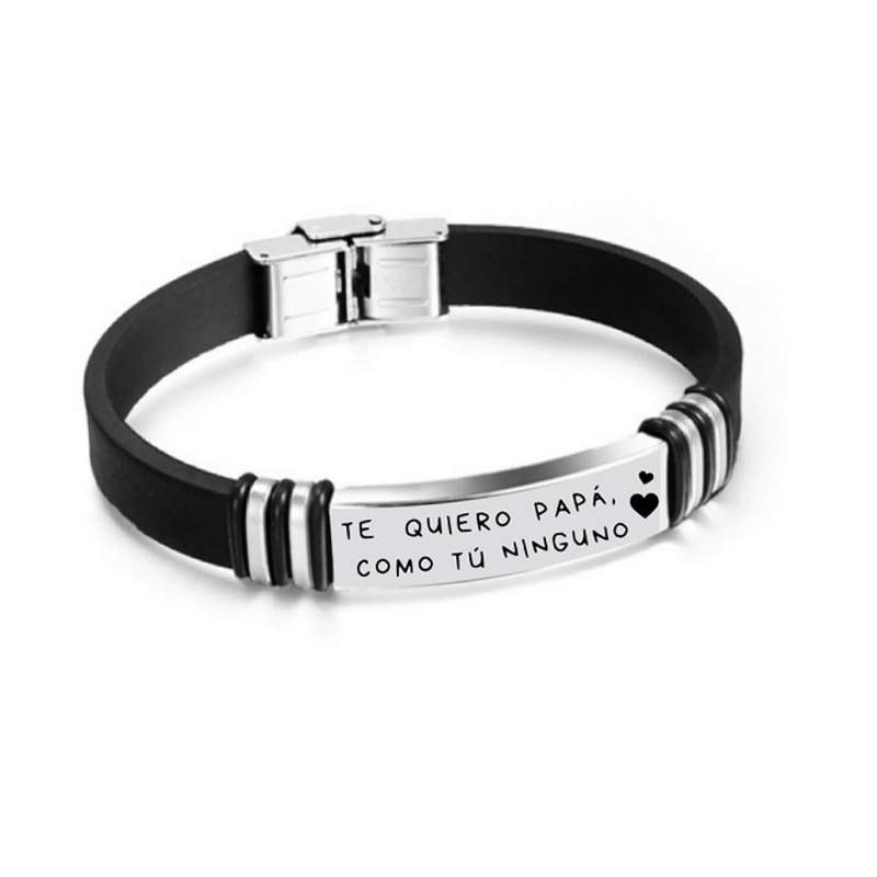 Pulsera Día del Padre de Acero y Caucho