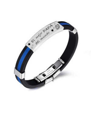 Pulsera día del Padre de Acero y Caucho