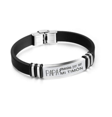 Pulsera Día del Padre de Acero y Caucho