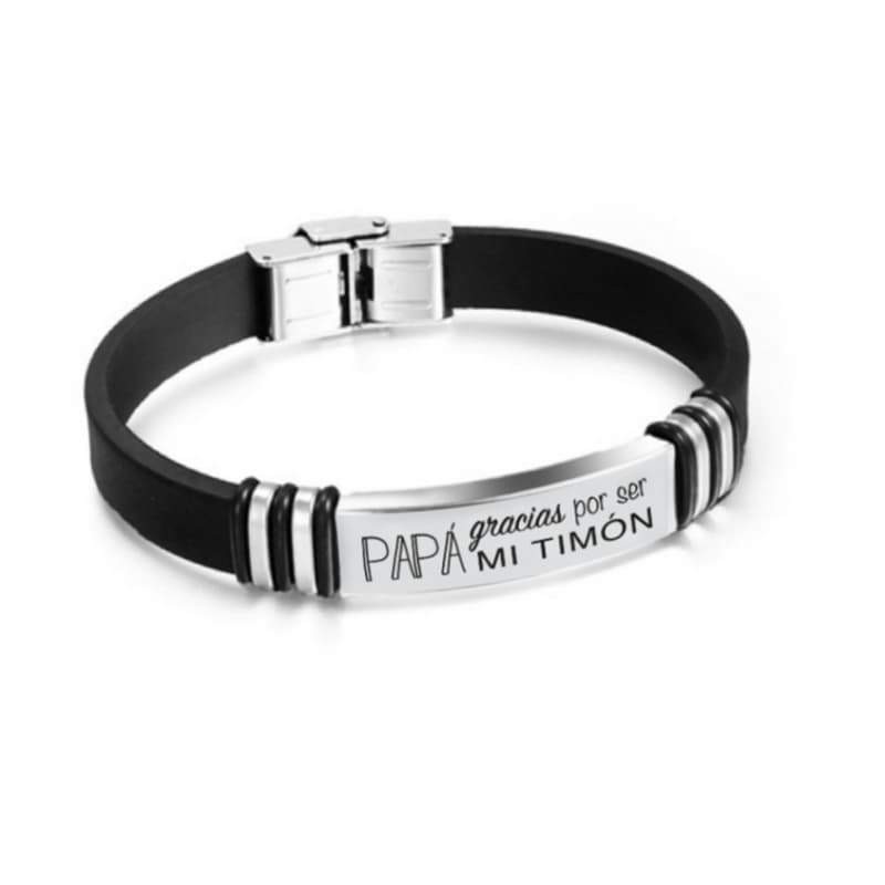 Pulsera Día del Padre de Acero y Caucho