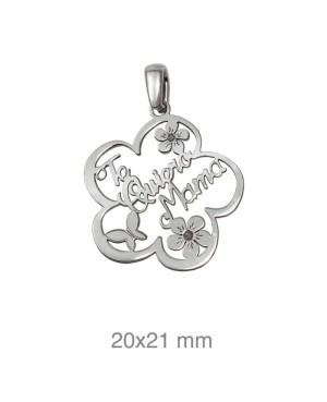 Colgante Mama con Flores y Mariposa Plata Ley