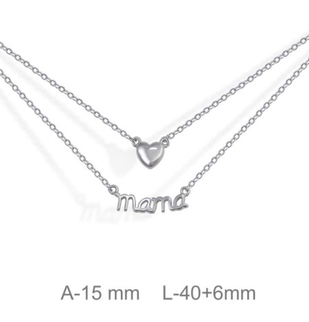 Doble Collar Mama y Corazón Plata Ley