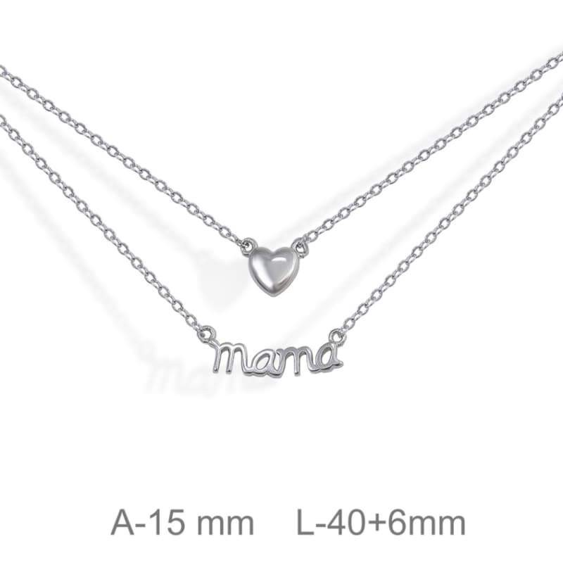 Doble Collar Mama y Corazón Plata Ley