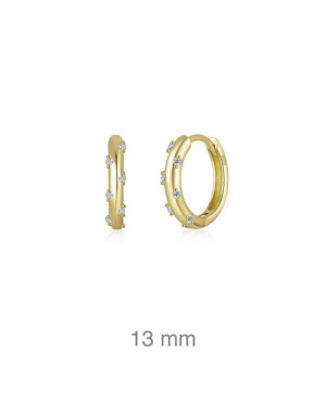 Pendientes Aros con Circonitas Plata Ley Bañada en Oro