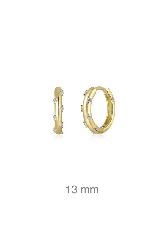 Pendientes Aros con Circonitas Plata Ley Bañada en Oro