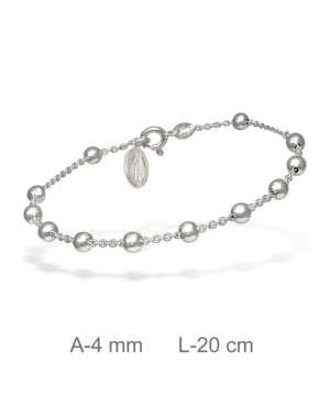 Pulsera con Bolas y Virgen Milagrosa en Plata Ley