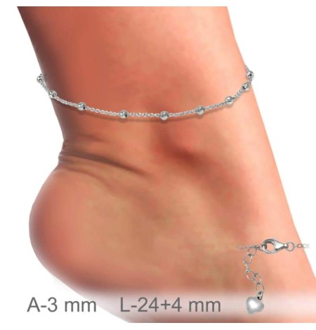 Tobillera Bolitas Plata Ley