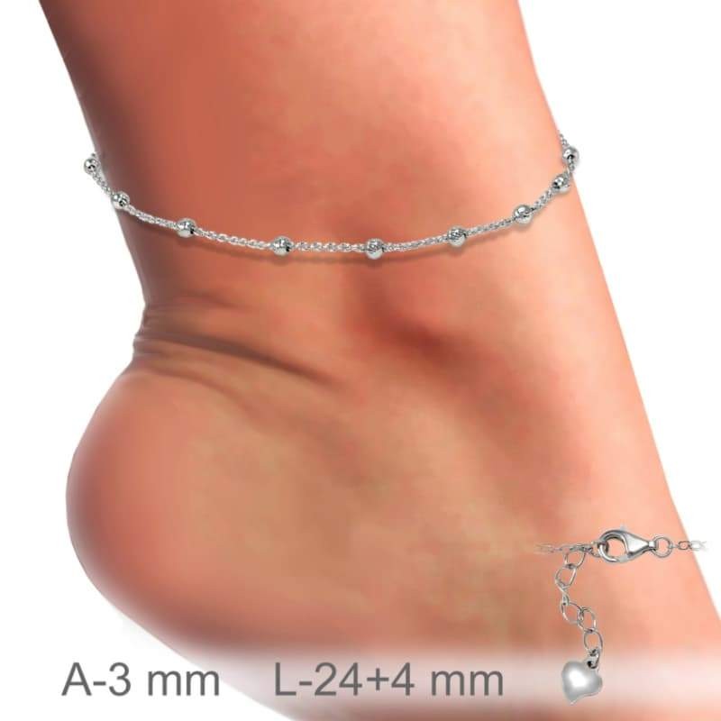 Tobillera Bolitas Plata Ley