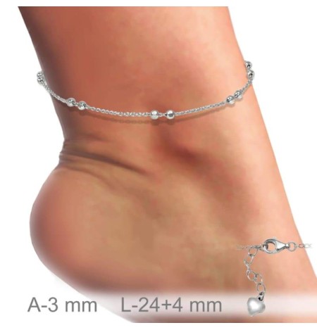 Tobillera Bolitas Plata Ley