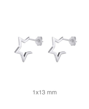 Pendientes Tipo Aro de Estrella Plata Ley