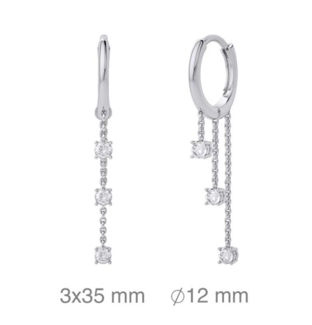 Pendientes Aros con Cadenas y Circonitas Plata Ley