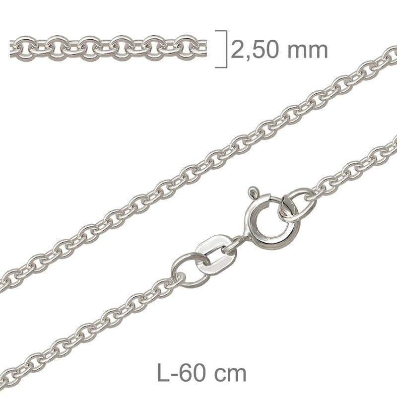Cadena Forzada de 60cm en Plata Ley con protección.
