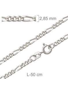Cadena Barbada de 50cm en Plata Ley con protección.